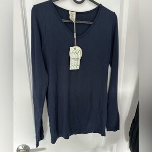 Long Sleeve V-Neck Tee in Navy by C’est Moi - Bamboo - Super soft